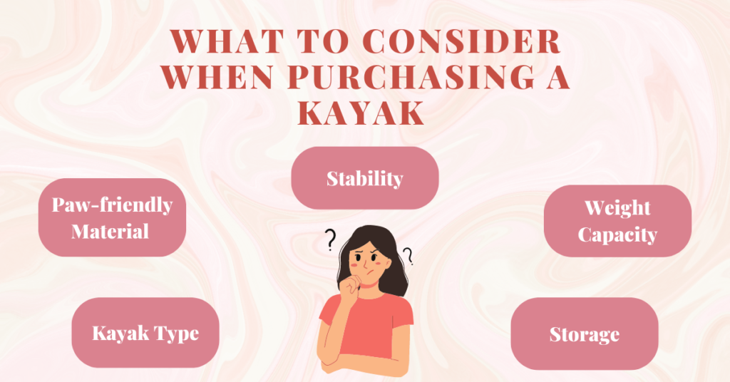 infographic to show what to consider when purchasing the best dog kayak