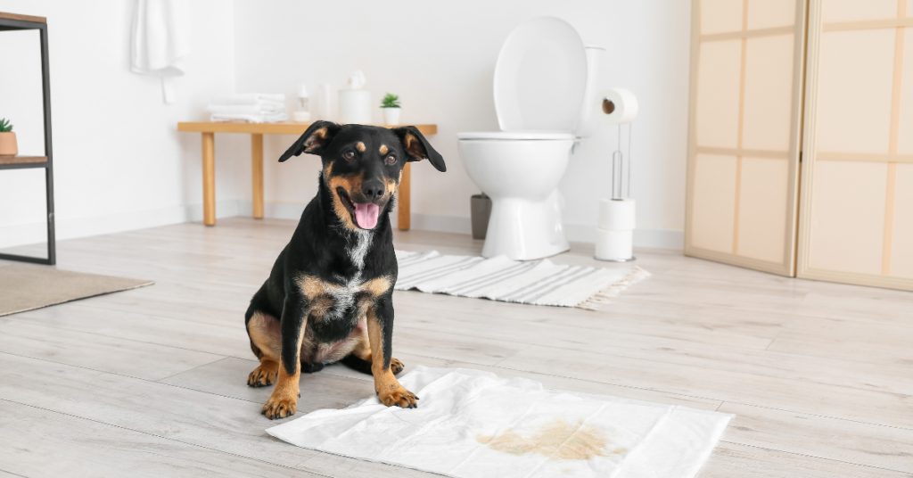 How To Train a Dog To Use a Pee Pad. Dog on pee pad.